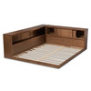 Baxton Studio Erie Walnut Wood Queen Size Platform Storage Bed with Built-In Outlet 167-10737